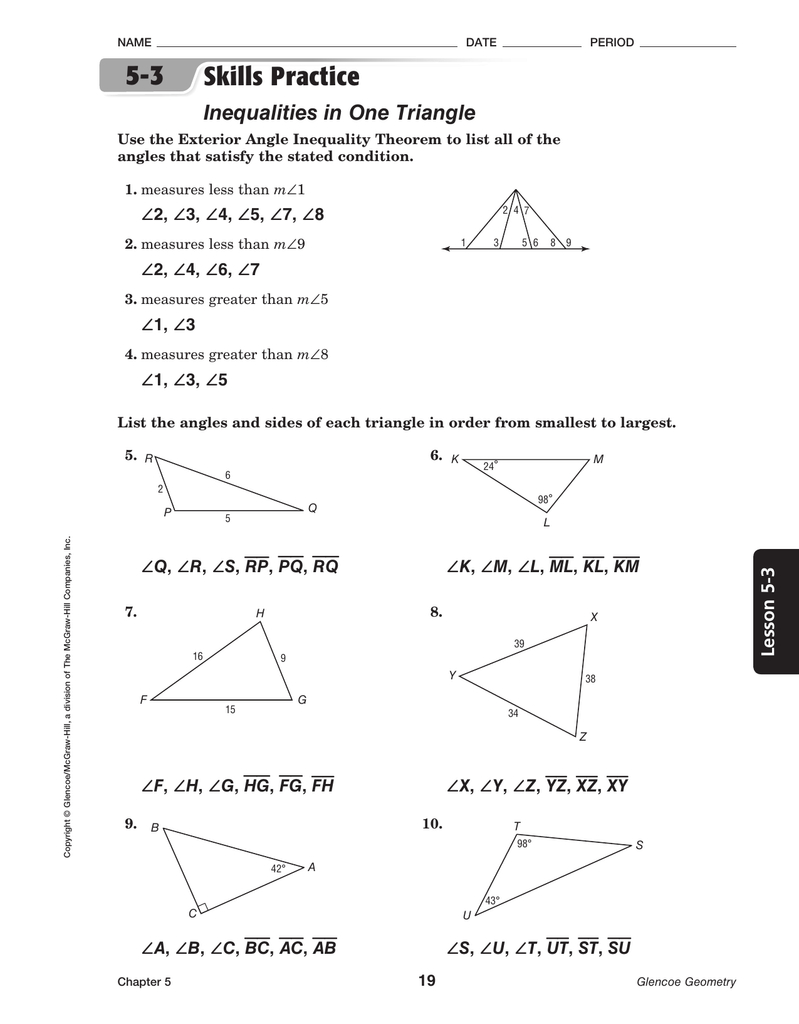 4 2 Skills Practice Angles Of Triangles Worksheet Answers Db excel