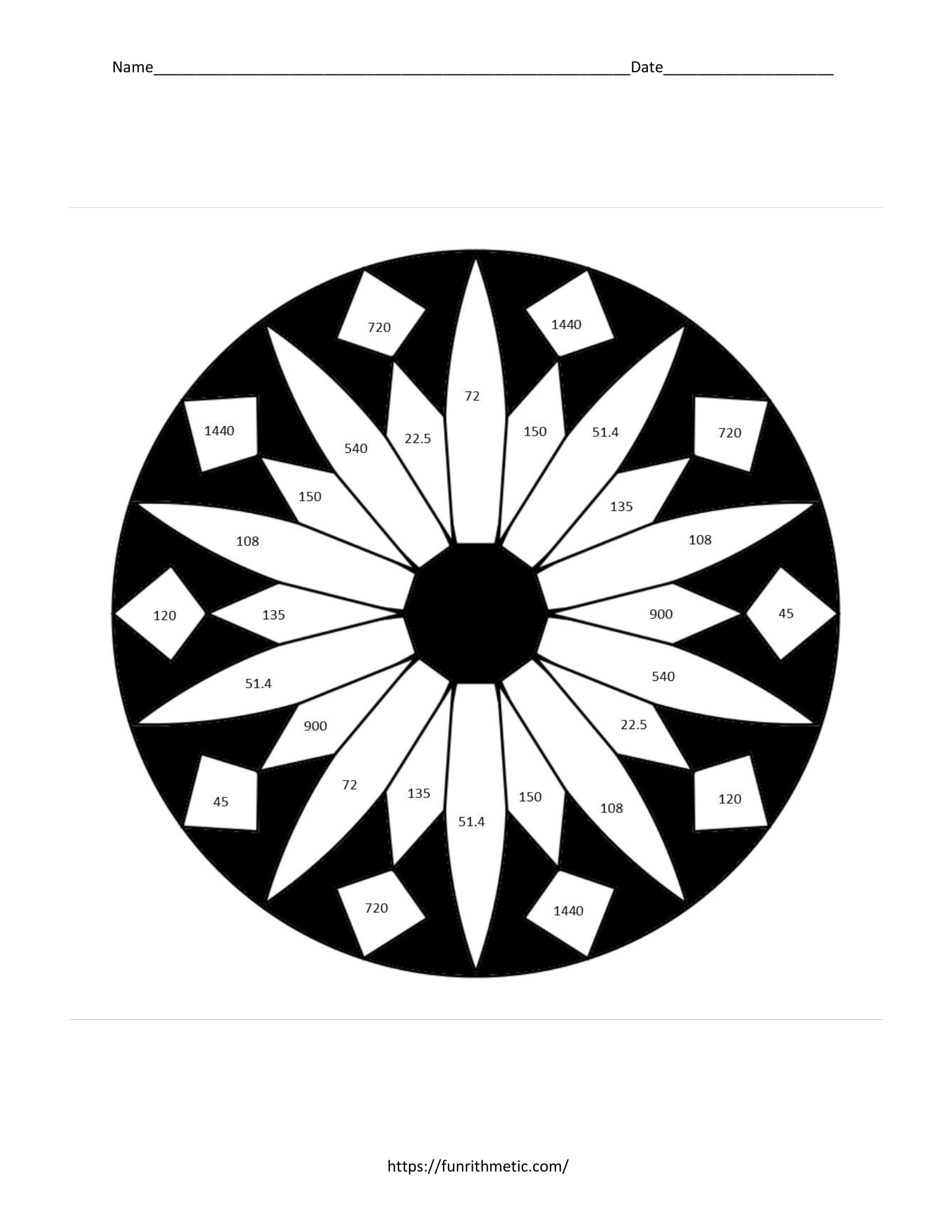 Angles Of Polygons Coloring Activity Worksheet Answers