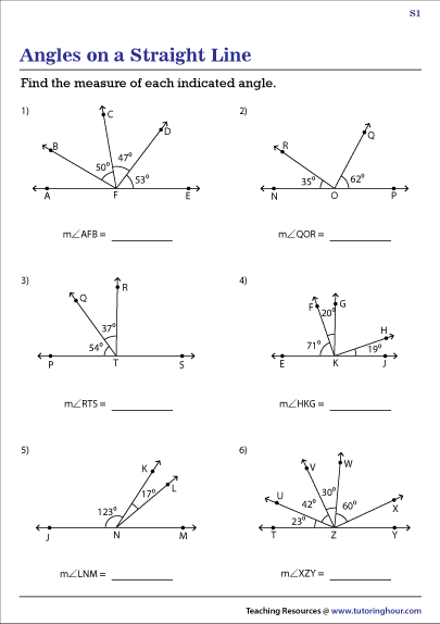 Angles On A Straight Line Worksheets Angles Worksheet Geometry