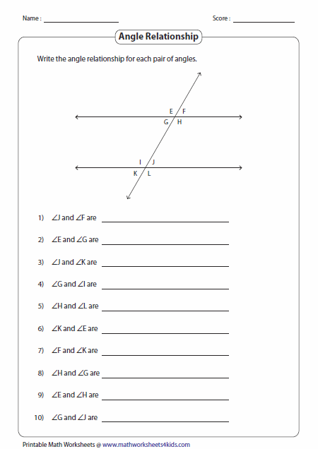 Angles Relationships Worksheets Angle Relationships Worksheet Angle
