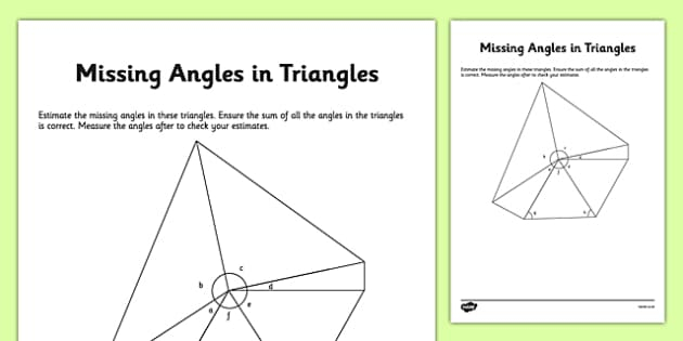 Calculating Missing Angles In Triangles Worksheet KS2