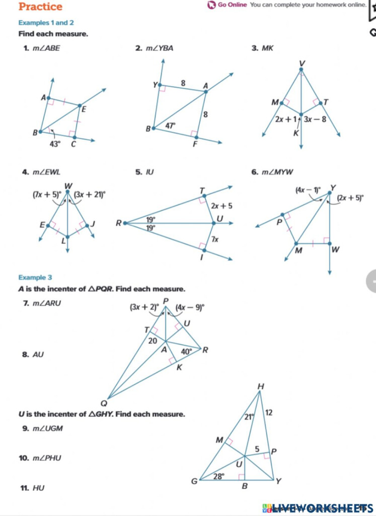 Centers Of Triangles Worksheet