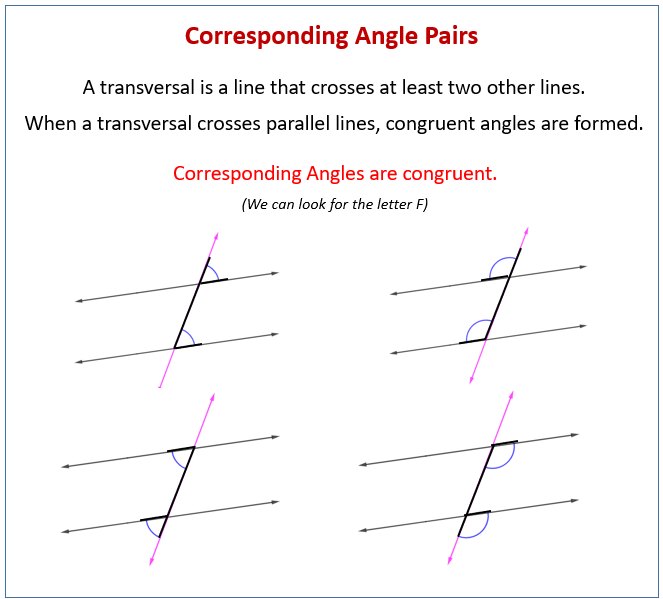 Corresponding And Alternate Angles examples Solutions Videos 