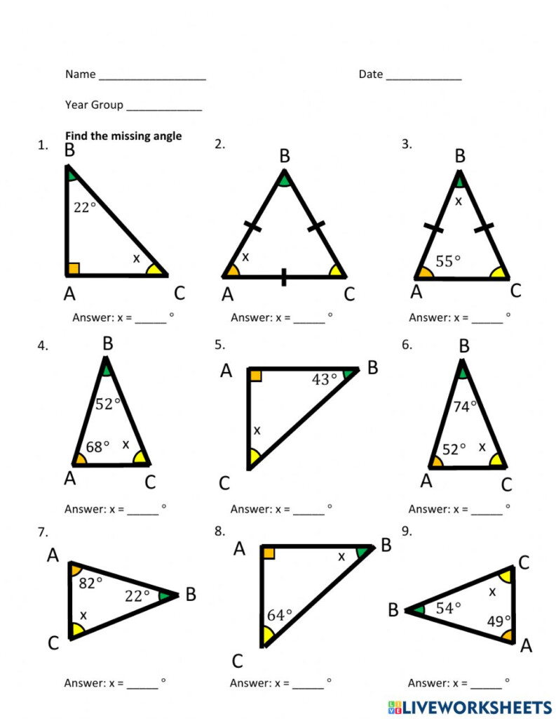 Ejercicio De Triangles Find Missing Angle