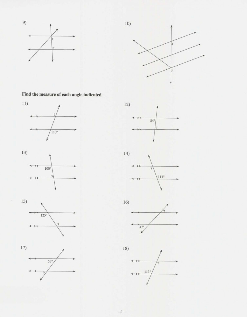 Find The Measure Of Each Angle Indicated Worksheet Answers Db excel