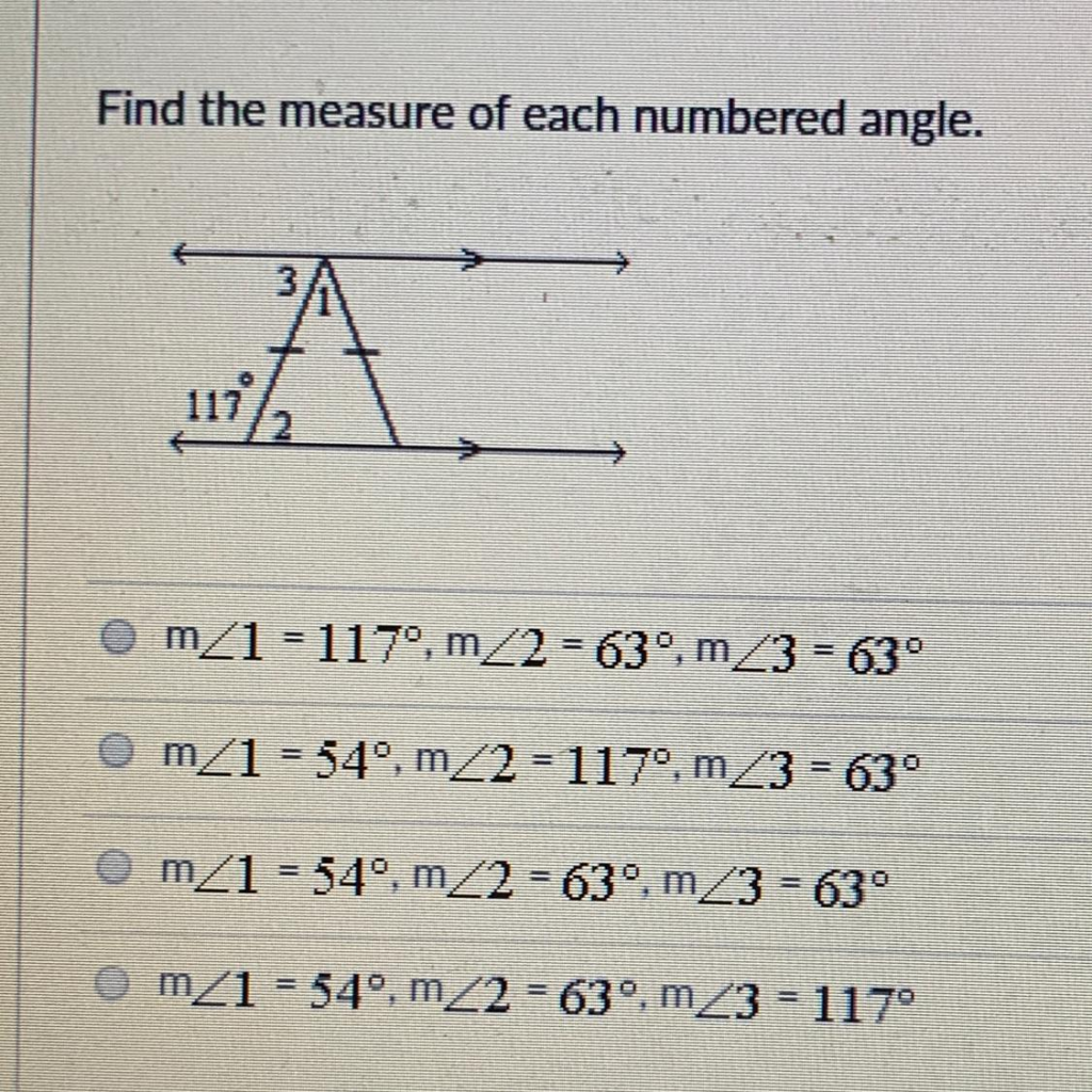  Find The Measure Of Each Numbered Angle Brainly