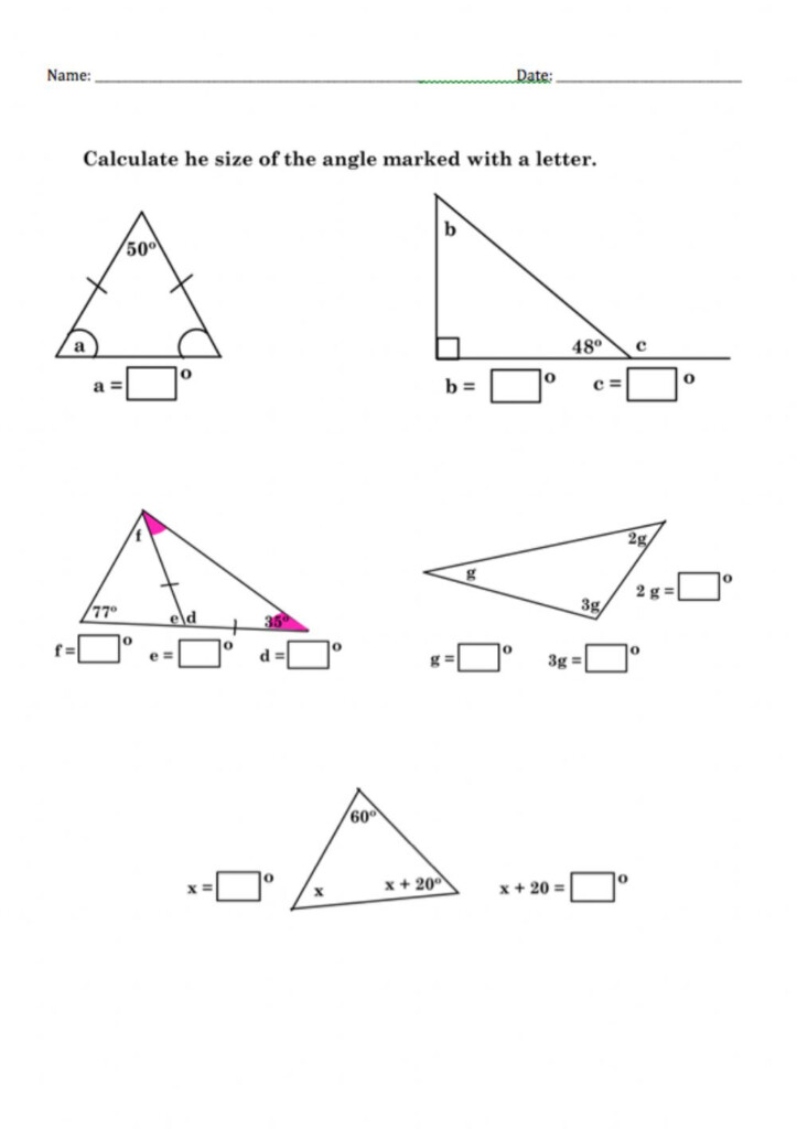 Find The Missing Angle Worksheet