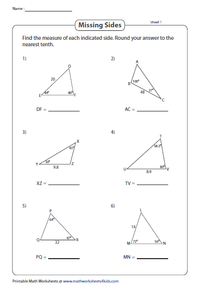 Find The Missing Side Worksheets 99Worksheets