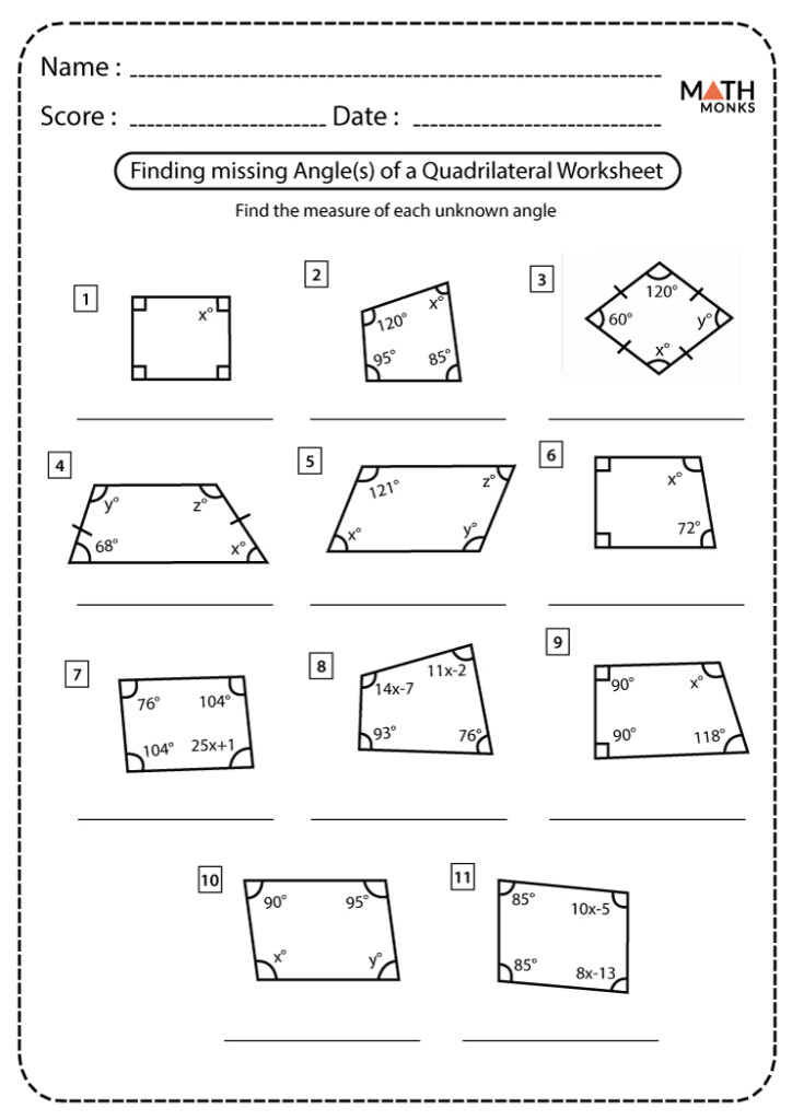 Finding Missing Angles Worksheet