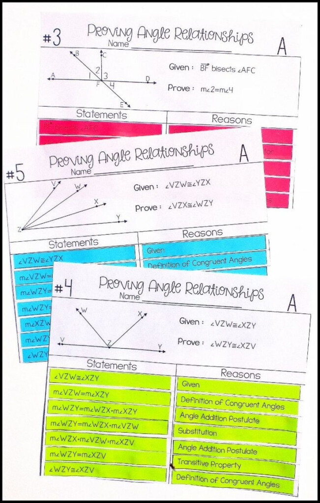 Geometric Proofs Worksheet With Answers Angle Relationships Proof 