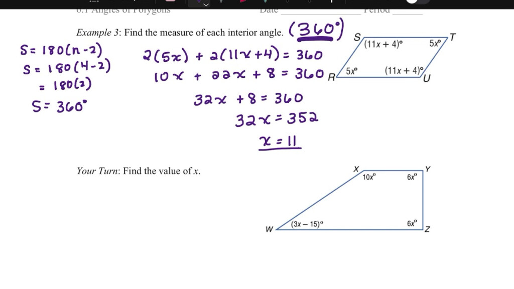 Geometry 6 1 Angles In Polygons YouTube