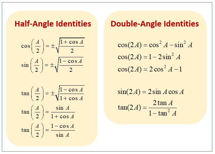Half Angle Or Double Angle Examples examples Solutions Videos 