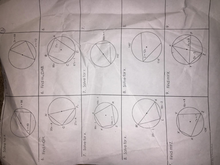 Inscribed Angles In Circles Partner Worksheet Answers Angleworksheets