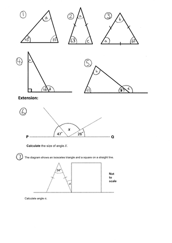 KS2 Missing Angles In A Triangle Year 4 5 6 Worksheet Notebook