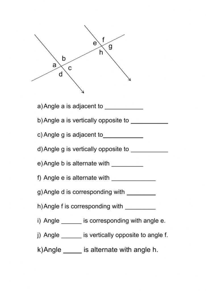 Lines And Angles Worksheet