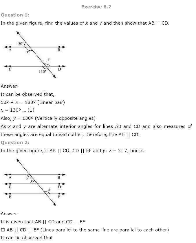 NCERT Solutions For Class 9 Maths Chapter 6 Lines And Angles