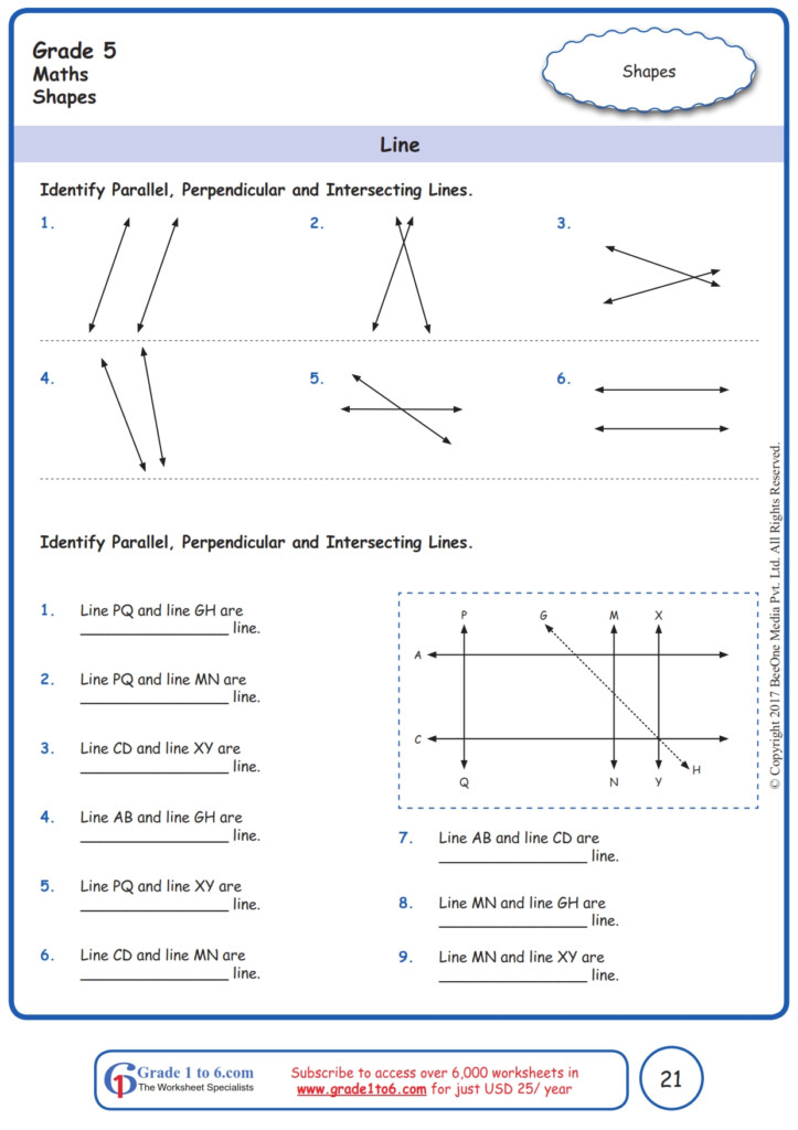 Parallel Perpendicular Intersecting Lines www grade1to6