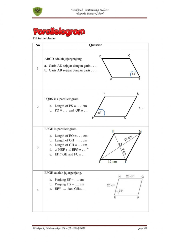 Parallelogram Worksheet Answers Paladininspire