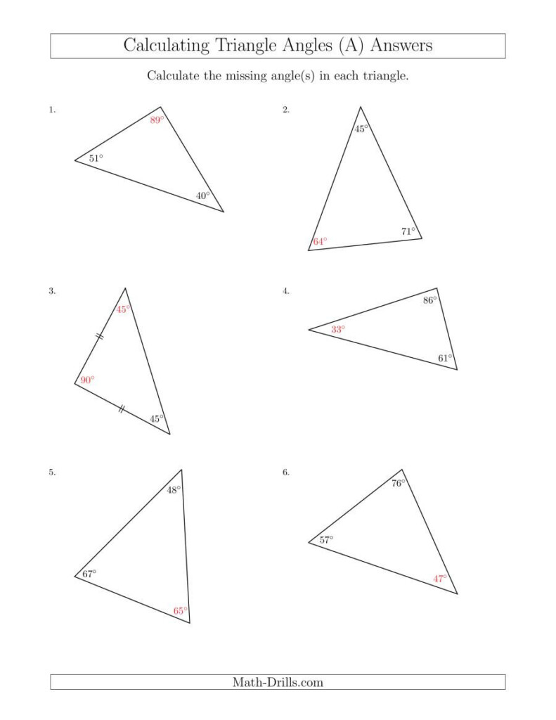 Triangle Angle Sum Worksheet Answers