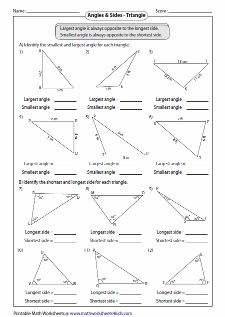 Triangles Worksheets