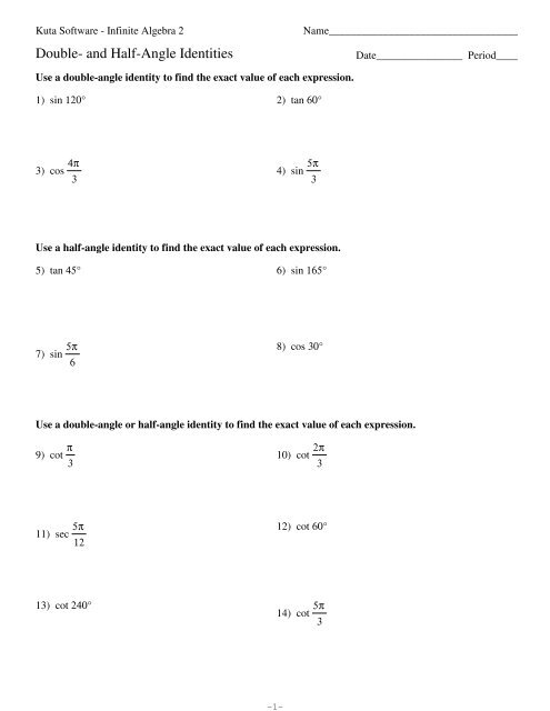 Verifying Trig Identities Worksheet Kuta TUTORE ORG Master Of Documents