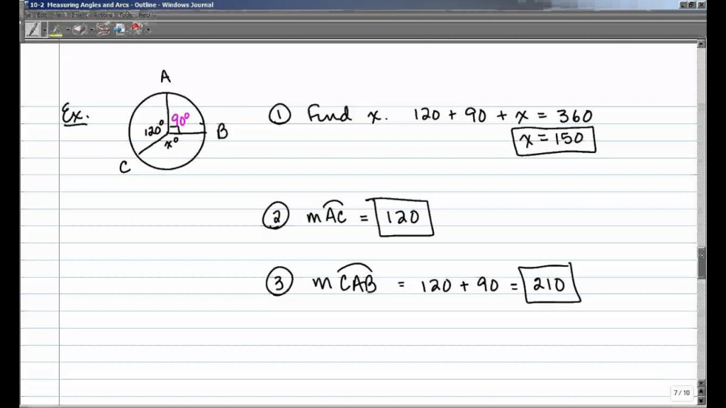10 2 Measuring Angles And Arcs YouTube