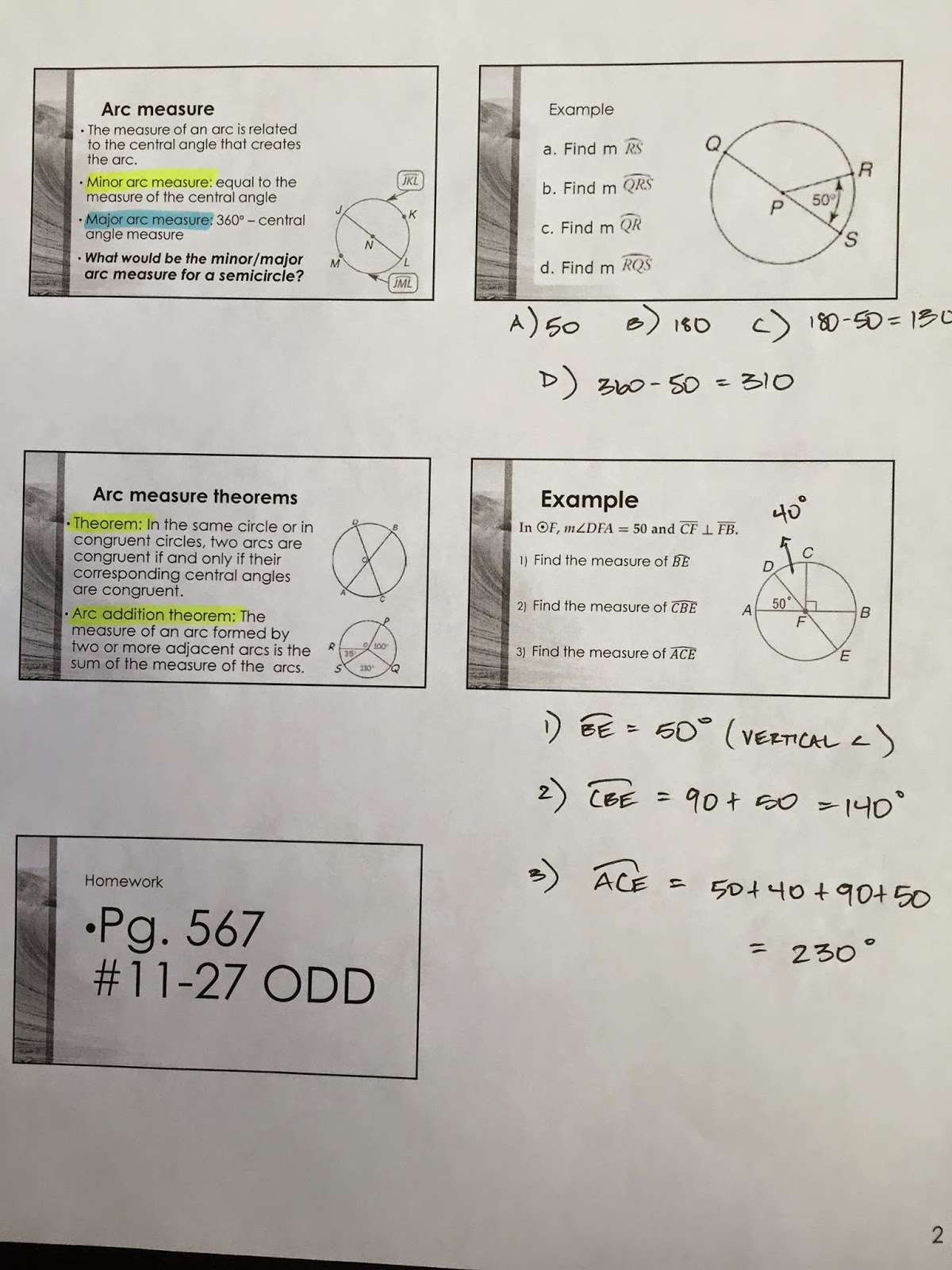 10 2 Skills Practice Measuring Angles And Arcs Worksheet Answers