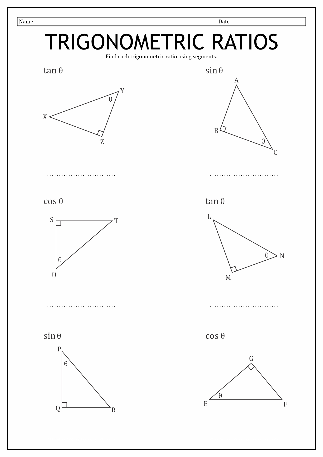 10 Trigonometry Sin Cos Tan Worksheets Worksheeto