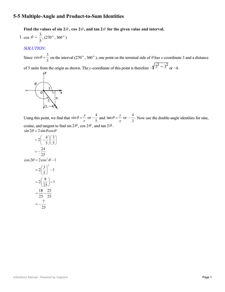 5 5 Multiple Angle And Product to Sum Identities