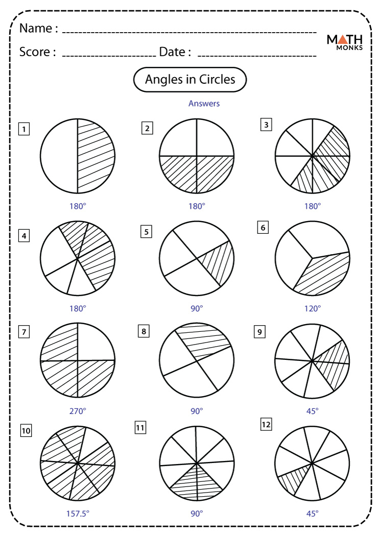 Complex angles in circles worksheet answers angleworksheets