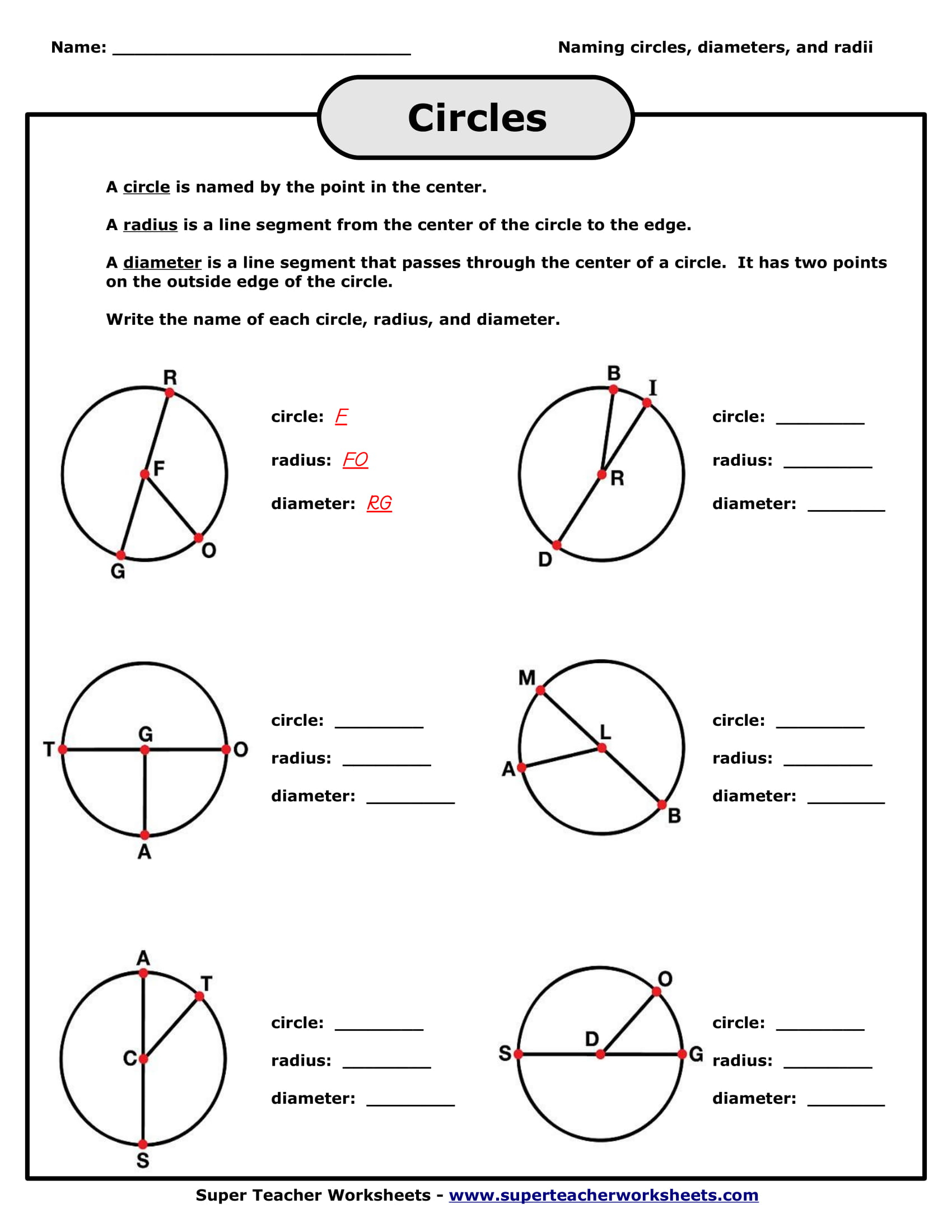 Angles In A Circle Worksheet