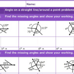 Angles On A Straight Line Around A Point Worksheet Teaching Resources