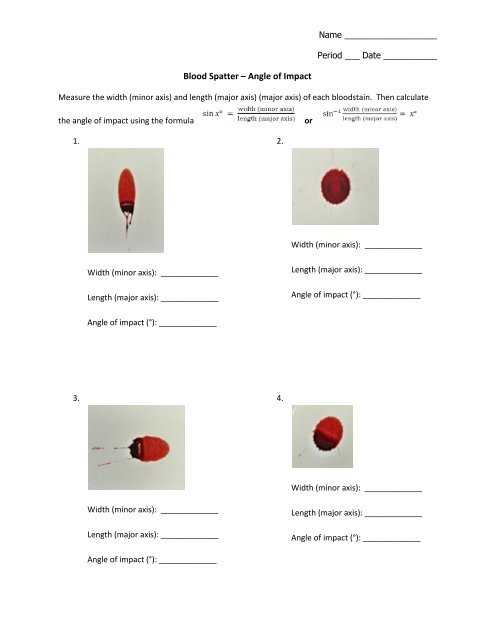 Bloodstain Angle Of Impact Worksheet Answers Ameise Live