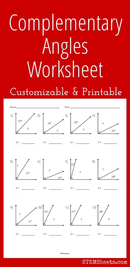 Complementary Angles Worksheet Customizable And Printable Geometry 