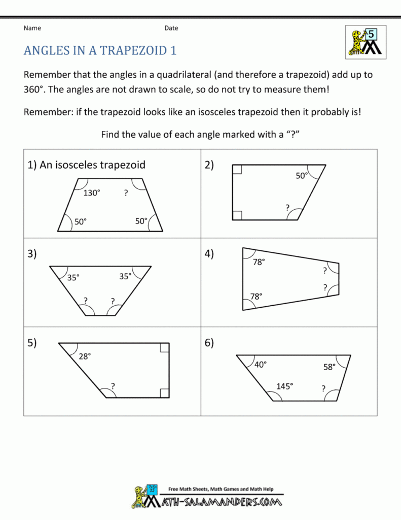 Finding Missing Angles Worksheet