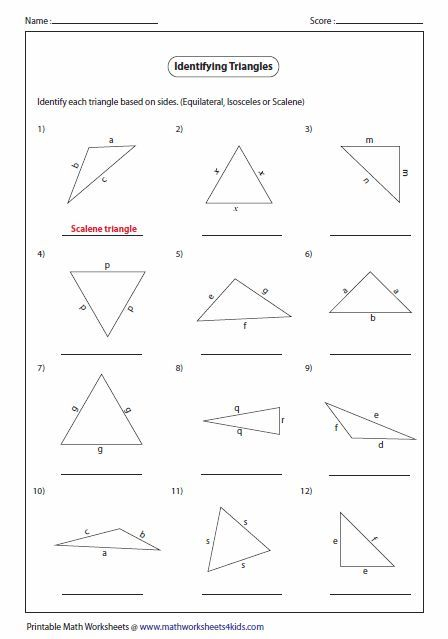 Geometry Worksheet Classifying Triangles