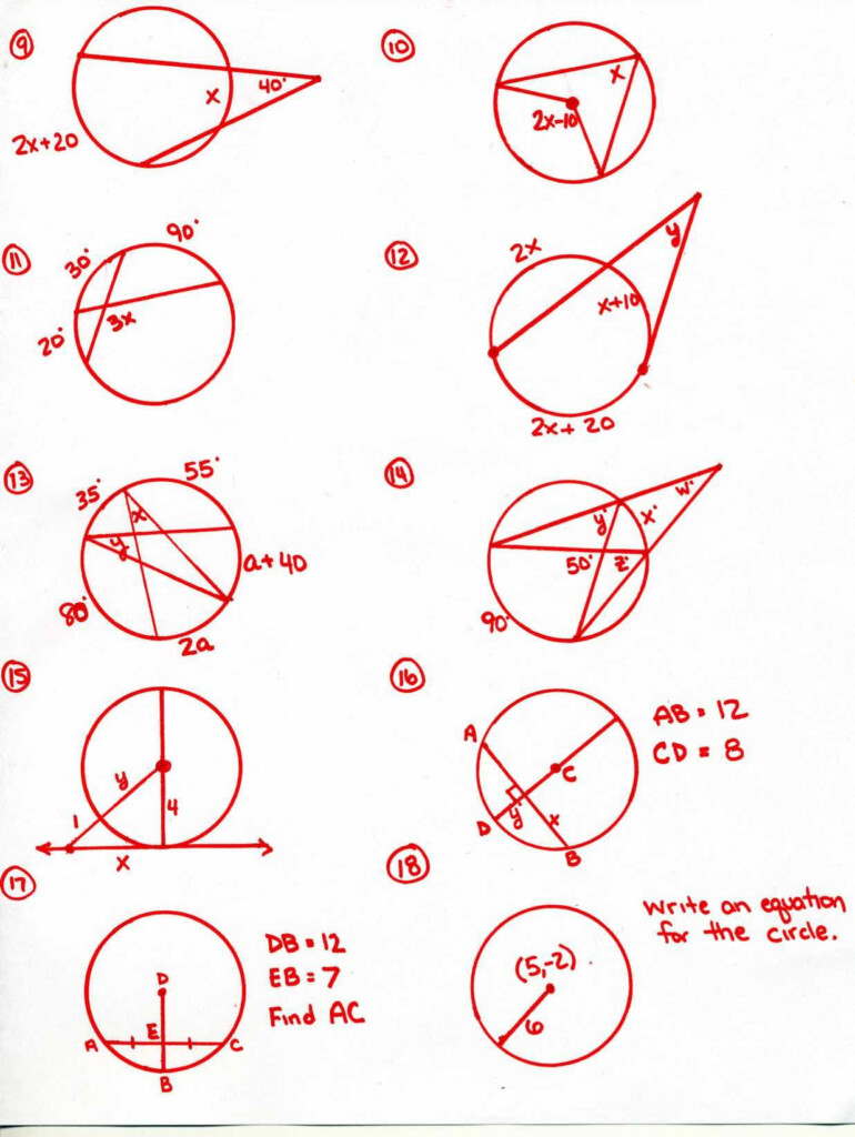 Inscribed Angles Worksheet Answers