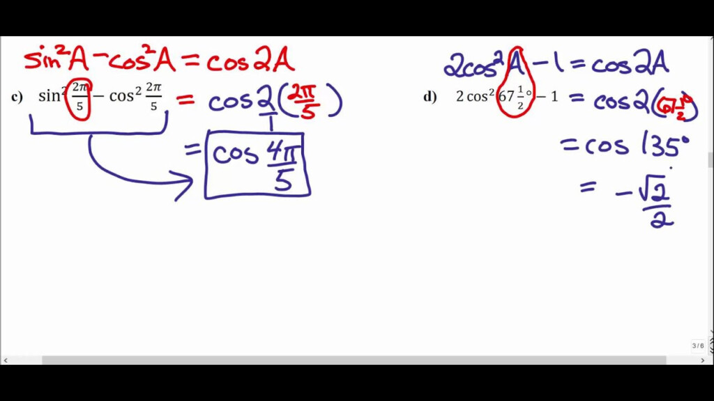 MATH 1316 Section 5 5 Using The Double Angle Identities To Simplify 