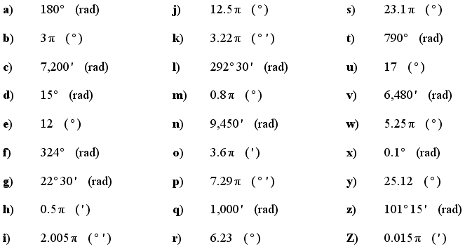 Math Exercises Math Problems Angle Unit Conversion Degrees