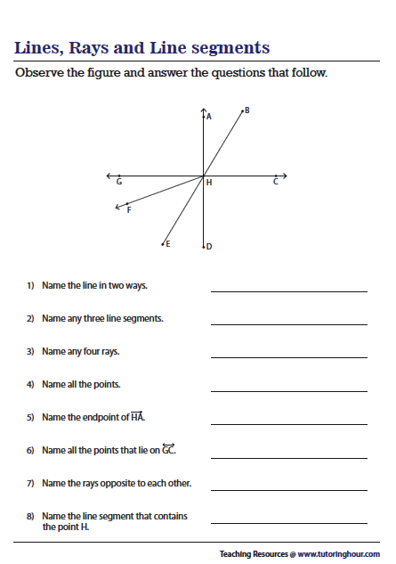 Math Worksheet Line Segments