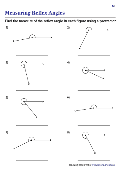 Measuring Reflex Angles Worksheets