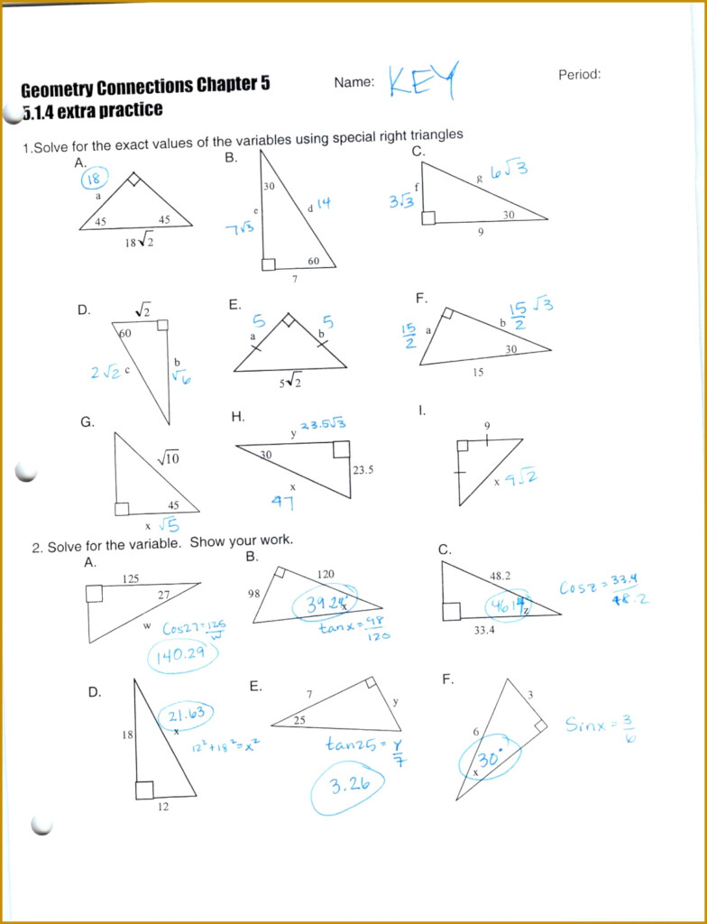 Practice On Trig Ratios Worksheet Answers
