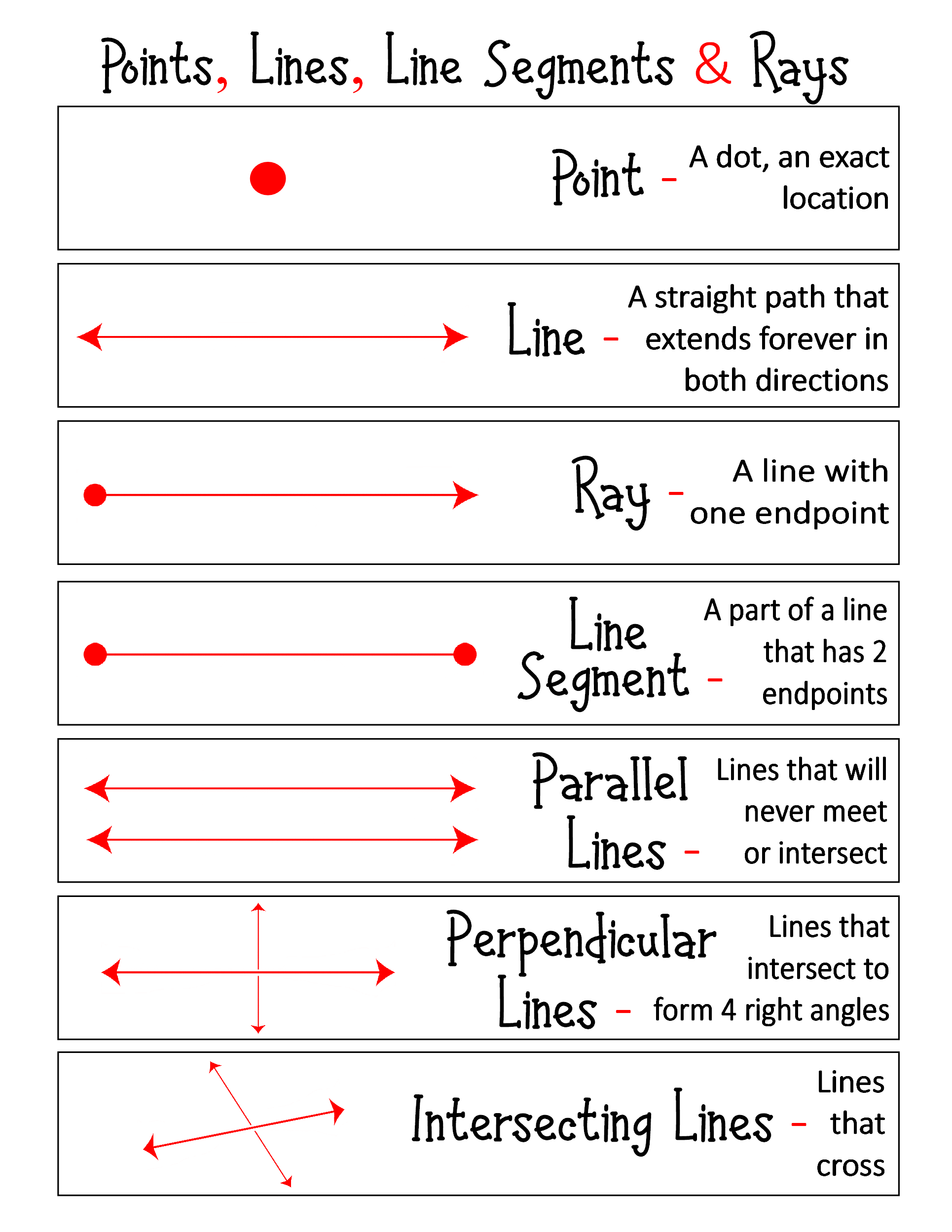 Rays Lines Line Segments Worksheet