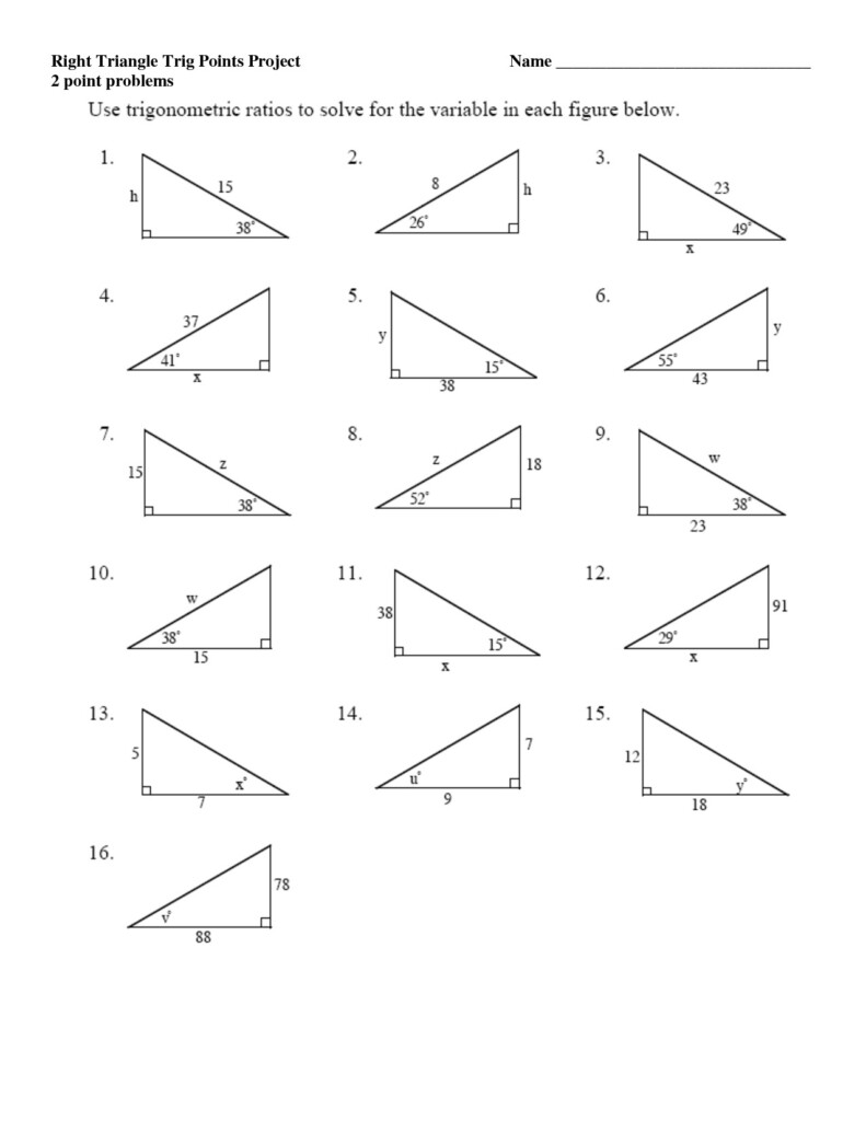 Solving Right Triangles Worksheet Answers