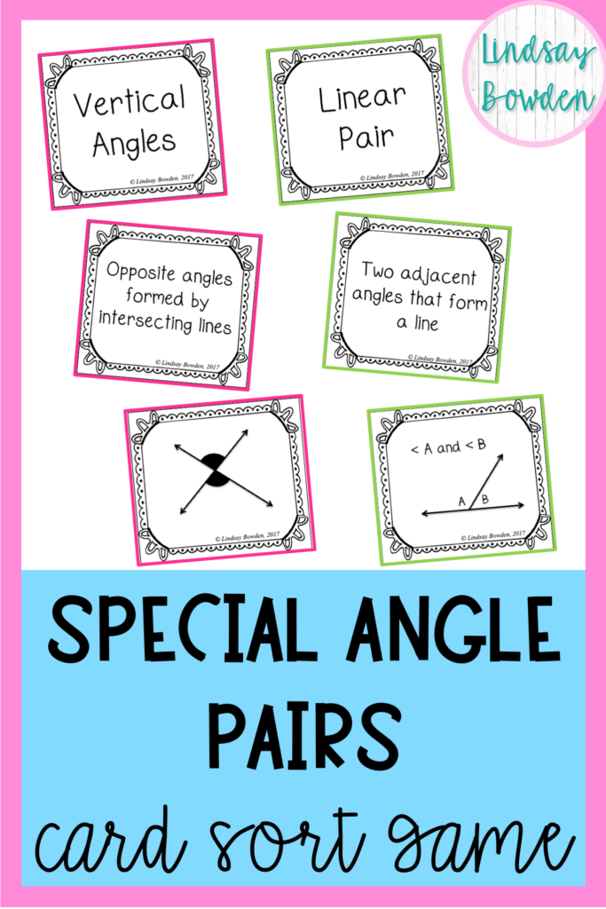 Special Angle Pairs Worksheet