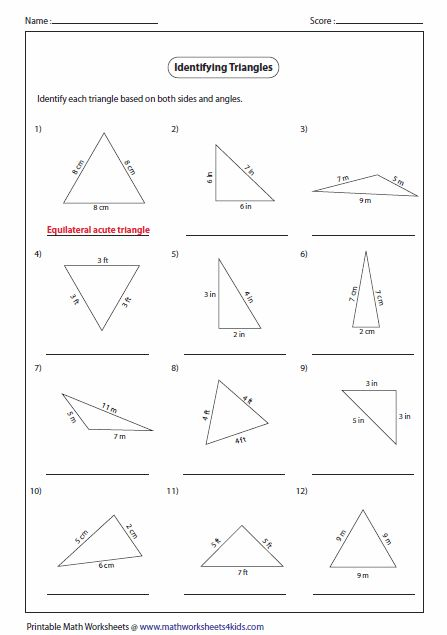 Angles In A Triangle Worksheet