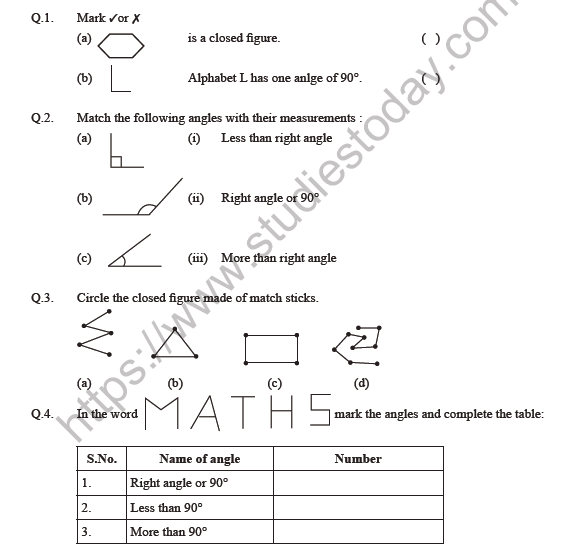 Class 5 Maths Shapes And Angles Worksheet Set B