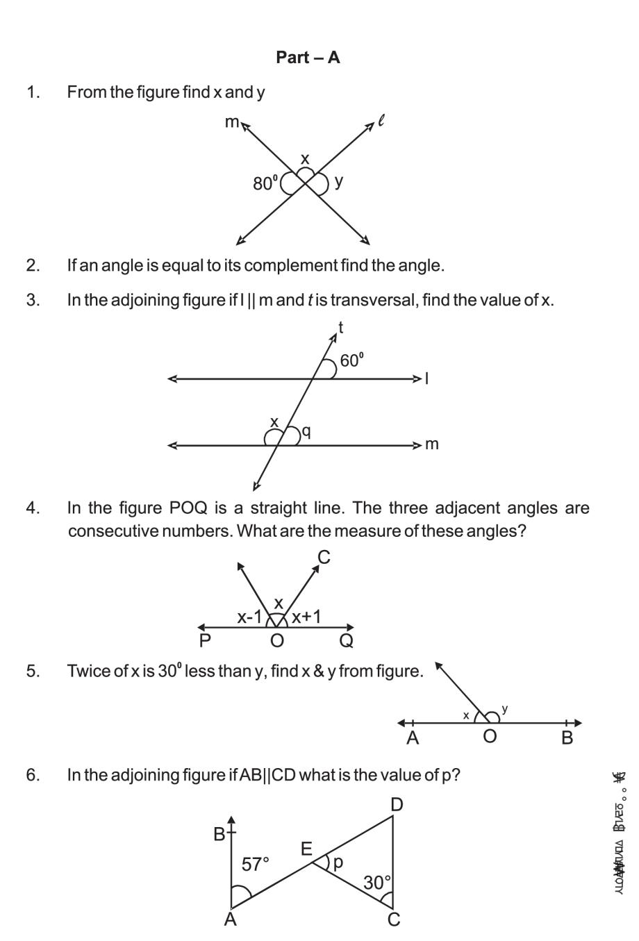 Class 9 Math Lines And Angles Notes Important Questions Practice Paper