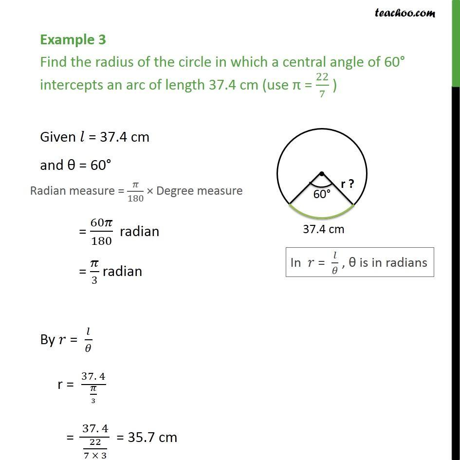 Find The Radius Of A Circle In Which The Central Angle Is And