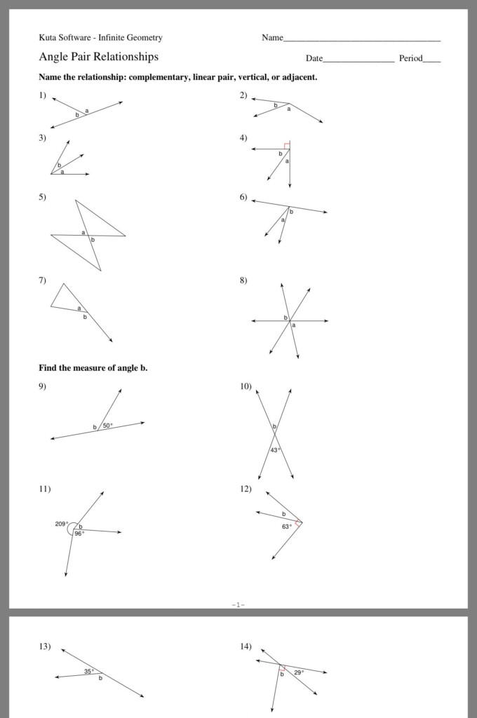Line And Angle Relationships Worksheet
